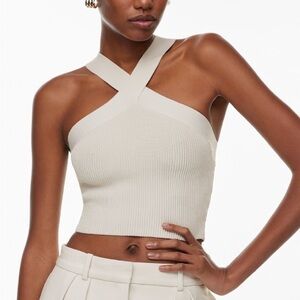 Aritzia Babaton Sculpt Knit Cropped Criss-Cross Top